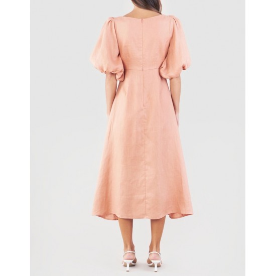 Find Sale Amelius Romilly Linen Midi Dress with Special Price at ...